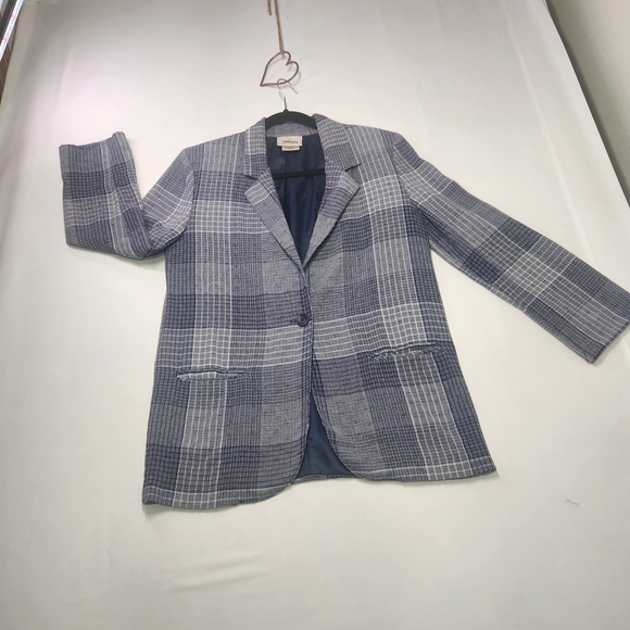 🔆Vintage Worthington Blue & White Plaid Blazer Size 6 - Picture 2 of 11